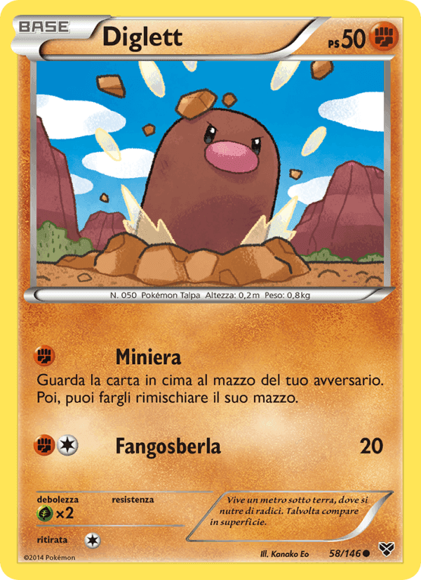 Diglett, carta 58 de XY