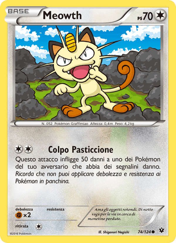 Meowth, carta 74 di Destini Incrociati