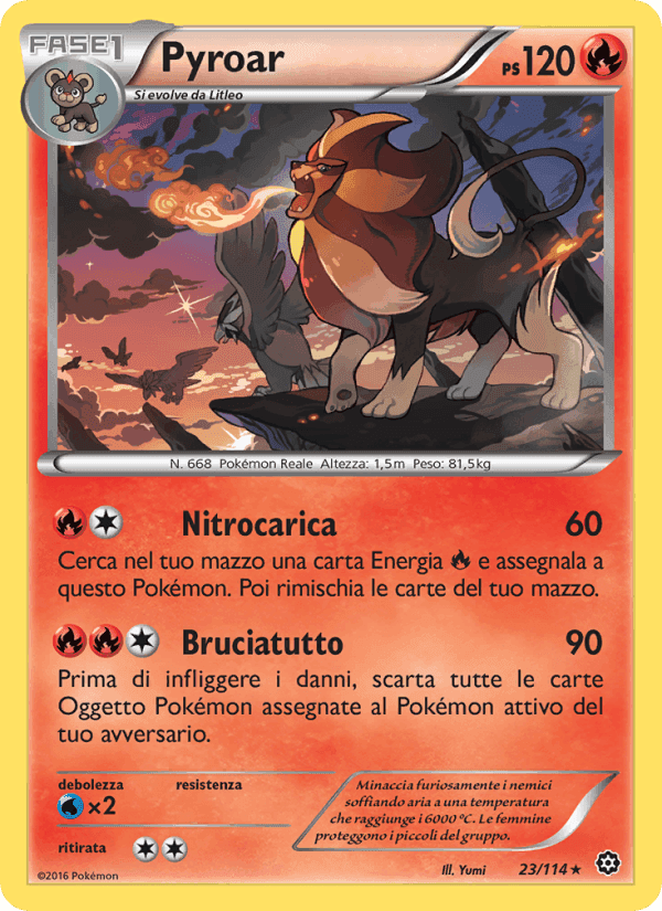 Pyroar, carta 23 di Vapori Accesi