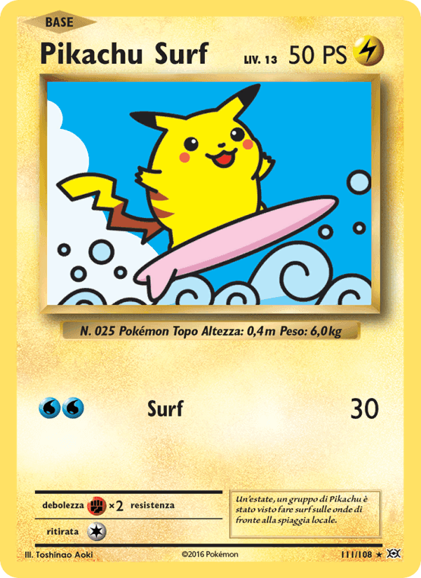 Pikachu Surf, carte 111 de Evoluzioni