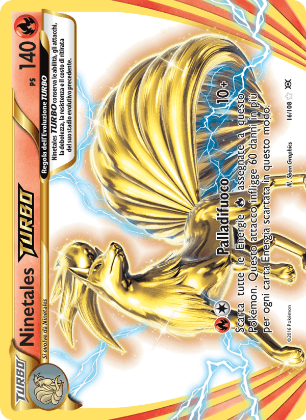 Ninetales TURBO, carta 16 de Evoluzioni