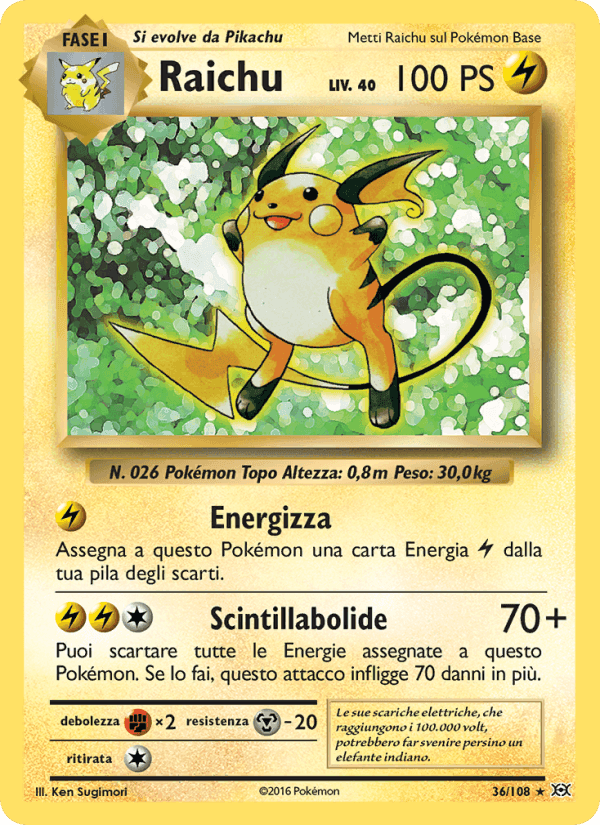 Raichu, carta 36 di Evoluzioni