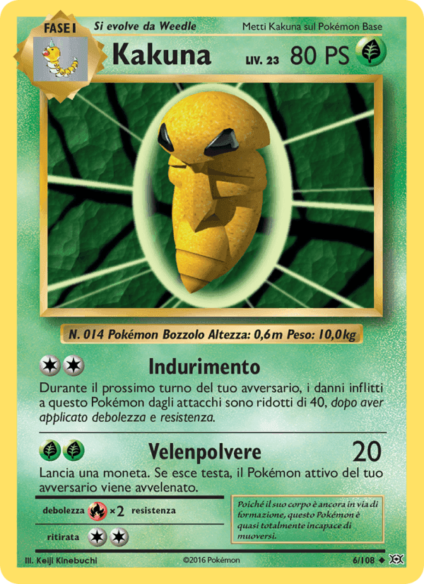 Kakuna, carte 6 de Evoluzioni
