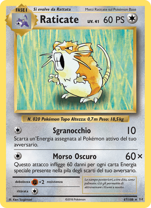 Raticate, carta 67 di Evoluzioni