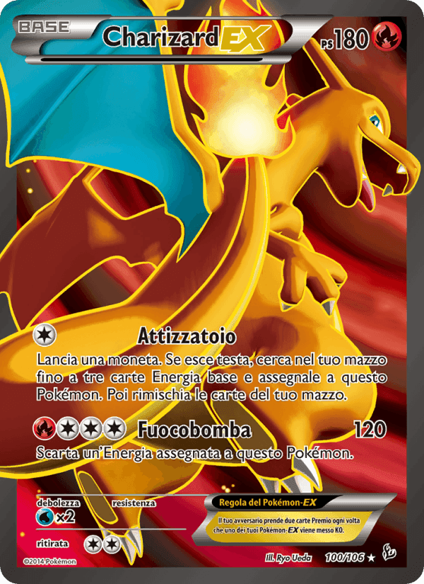 Charizard EX, carta 100 di Fuoco Infernale