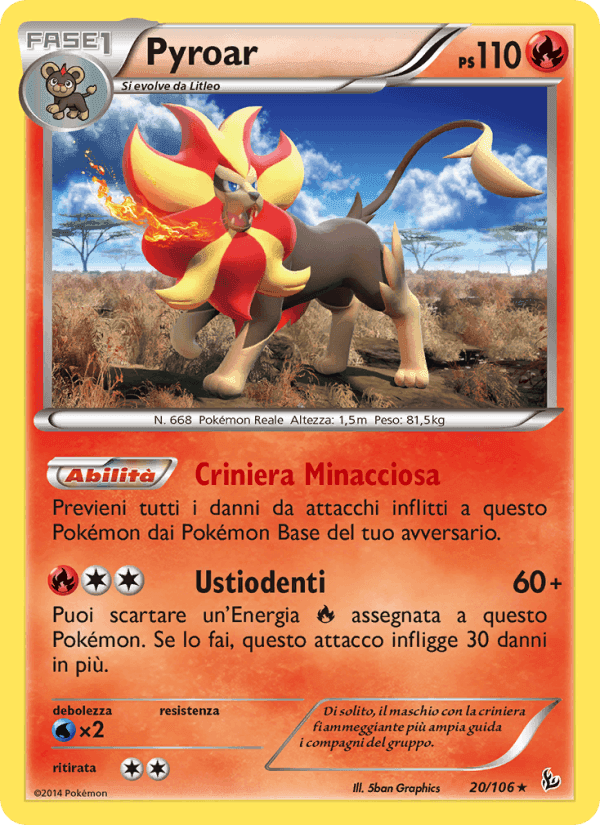 Pyroar, carta 20 di Fuoco Infernale