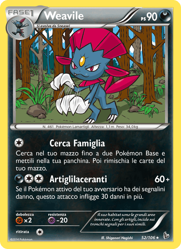 Weavile, carta 52 di Fuoco Infernale