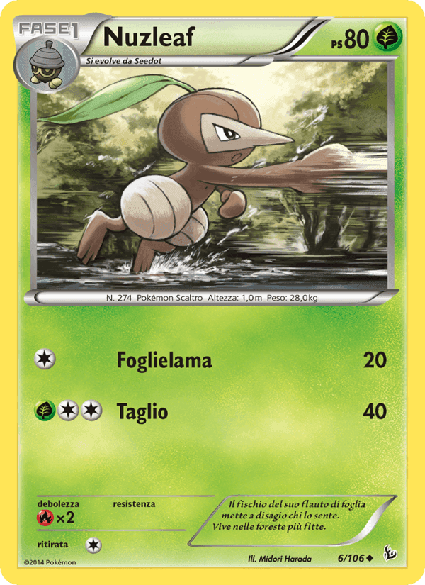 Nuzleaf, carta 6 di Fuoco Infernale