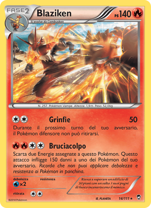 Blaziken, carte 14 de Colpi Furiosi