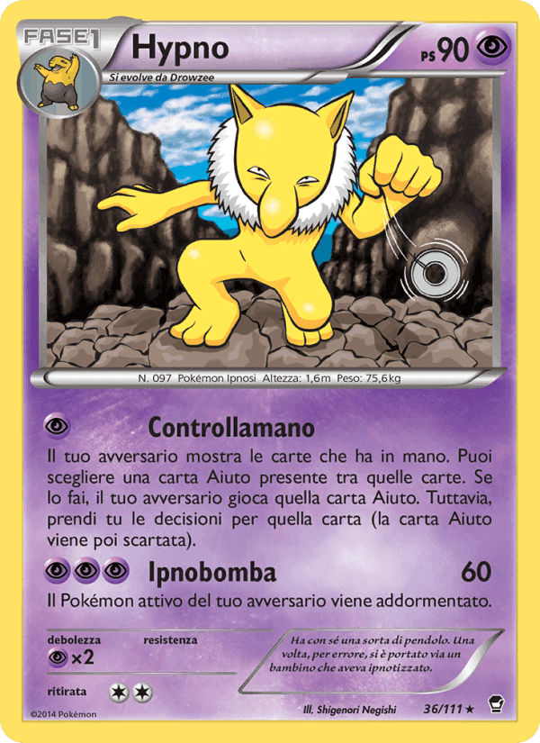 Hypno, carte 36 de Colpi Furiosi