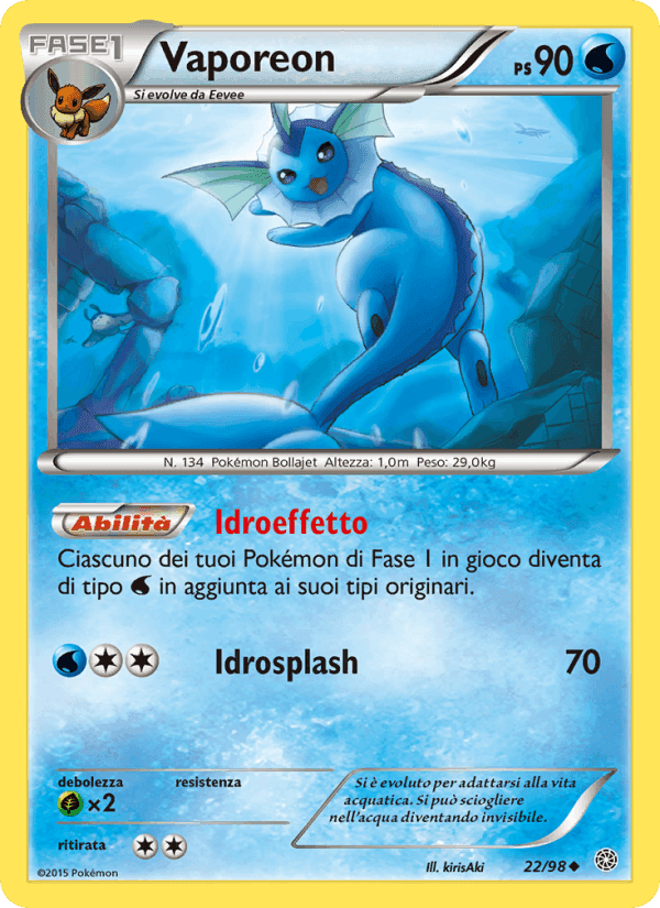 Vaporeon, carta 22 di Antiche Origini