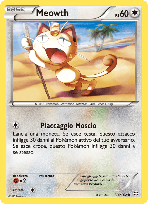 Meowth, carta 114 di Turbo Blitz