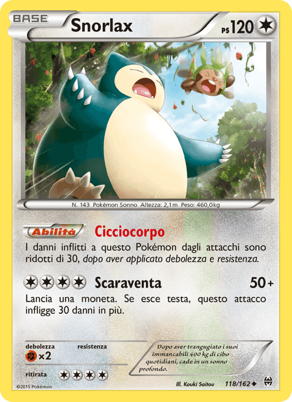 Snorlax, carta 118 di Turbo Blitz