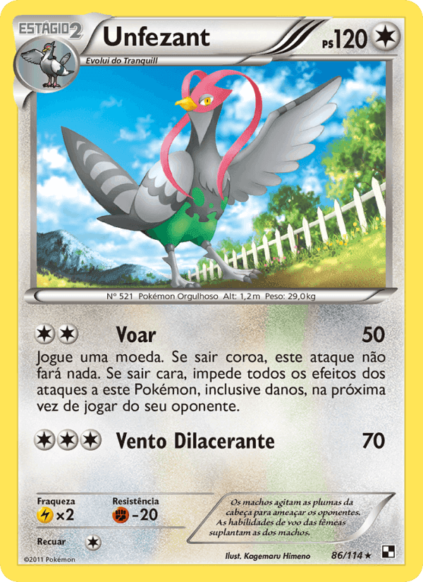 Unfezant, card 86 from Black & White