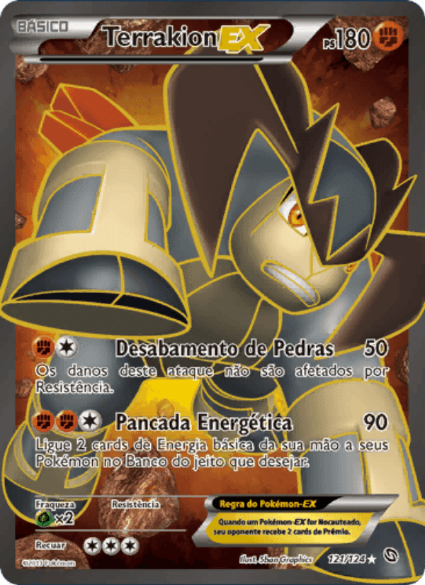 Terrakion-EX, card 121 from Dragões Enaltecidos