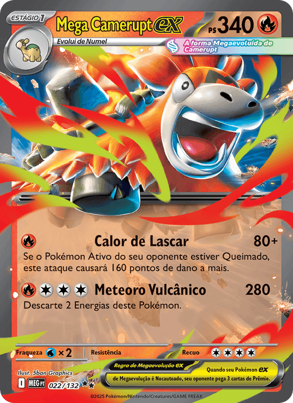 Mega Camerupt ex, carta 022 di Megaevolução