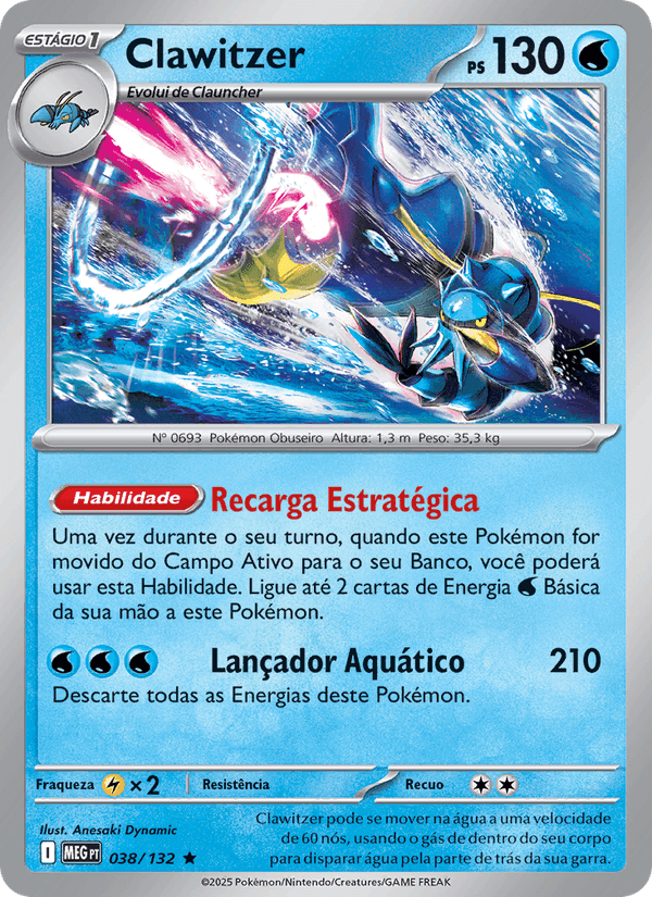 Clawitzer, carta 038 de Megaevolução