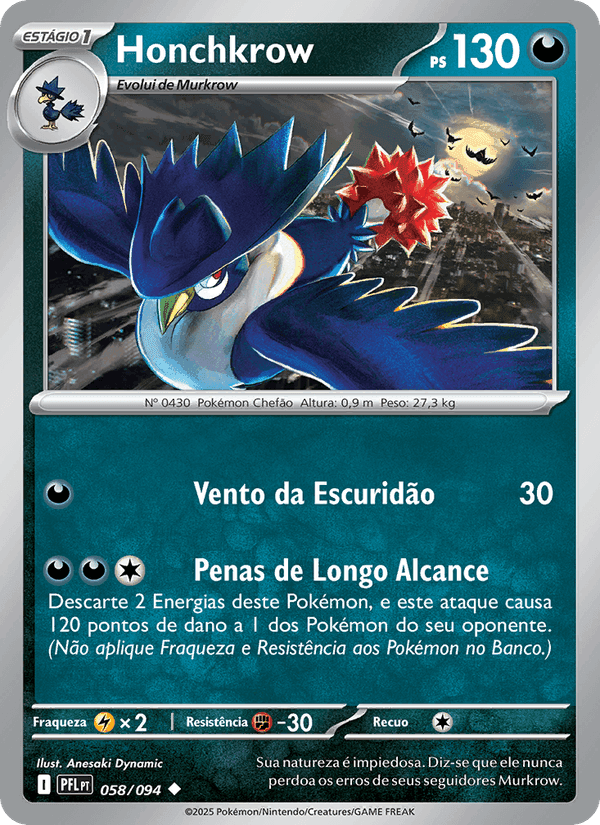 Honchkrow, carta 058 de Fogo Fantasmagórico