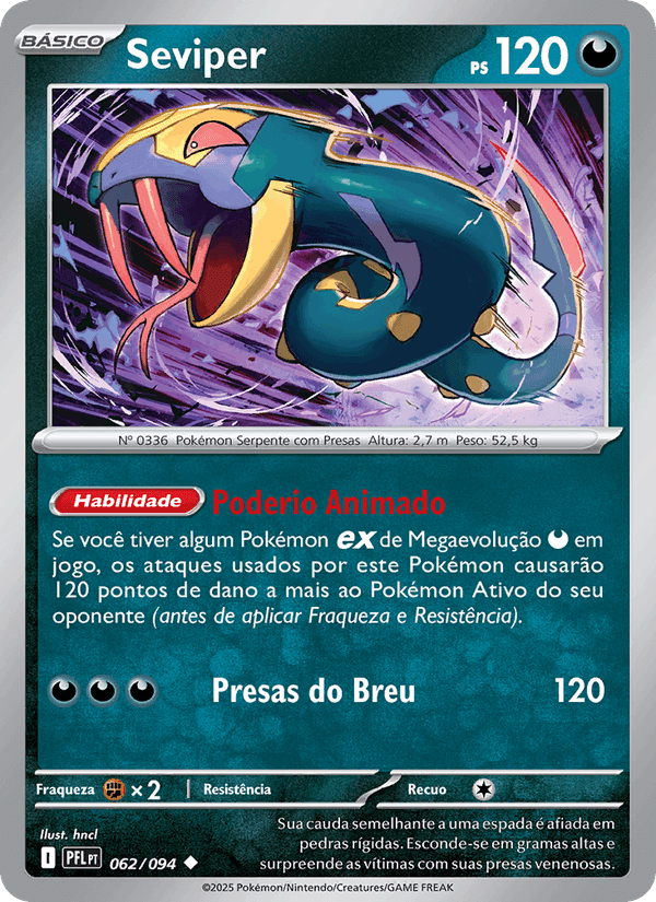 Seviper, card 062 from Fogo Fantasmagórico