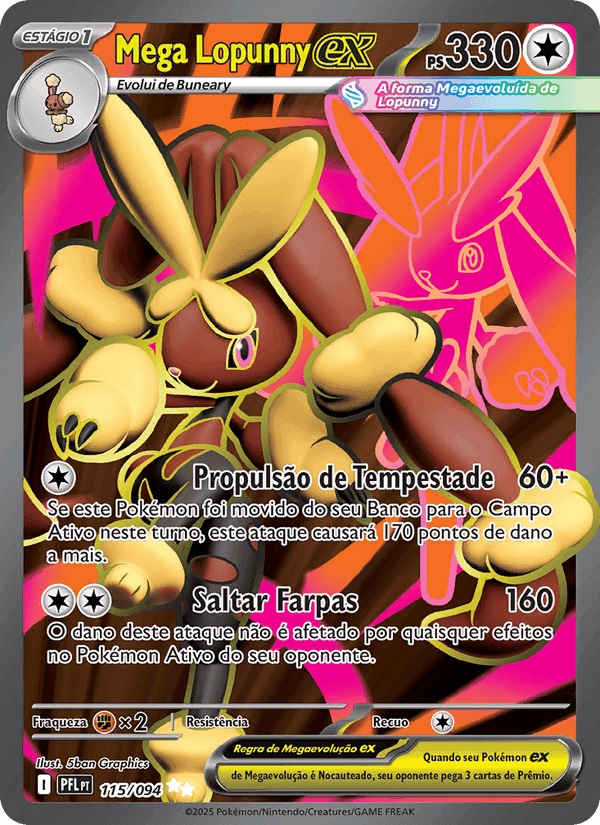 Mega Lopunny ex, card 115 from Fogo Fantasmagórico