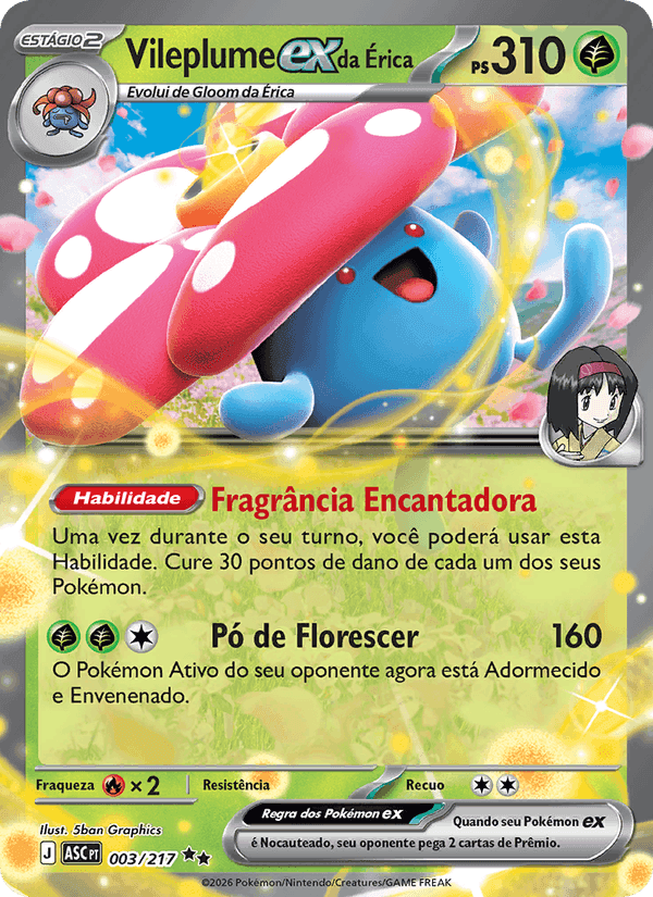 Vileplume ex da Érica, carta 003 de Heróis Excelsos