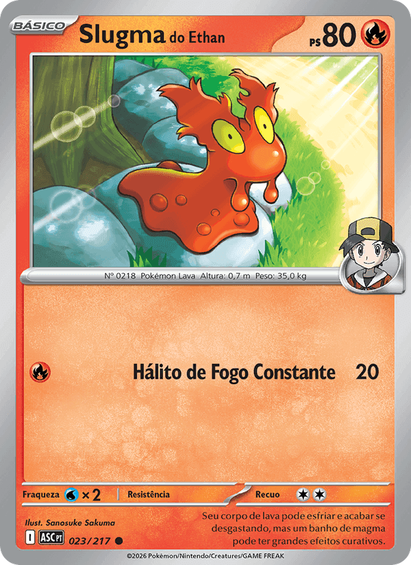 Slugma do Ethan, carta 023 de Heróis Excelsos