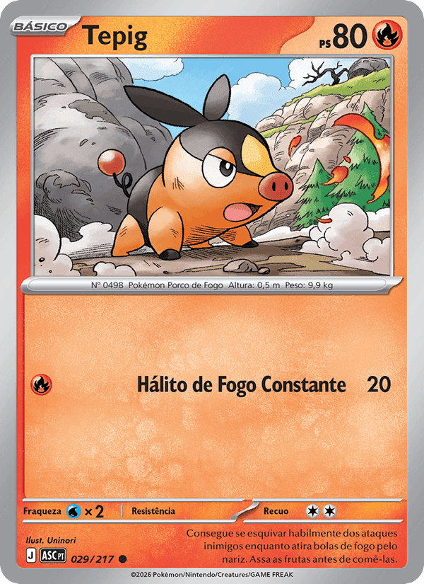 Tepig, card 029 from Heróis Excelsos