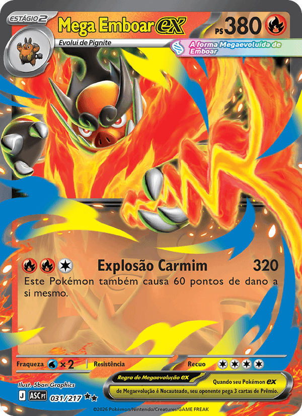 Mega Emboar ex, carta 031 de Heróis Excelsos