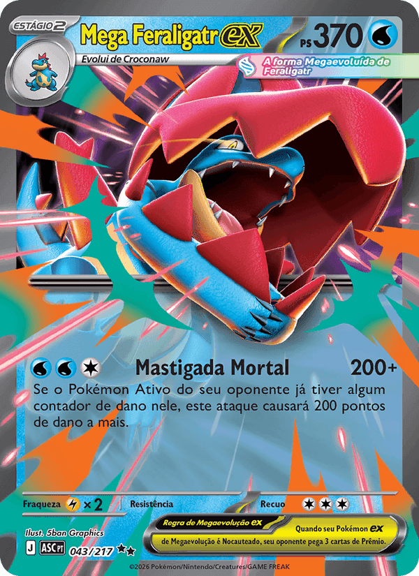 Mega Feraligatr ex, carta 043 de Heróis Excelsos