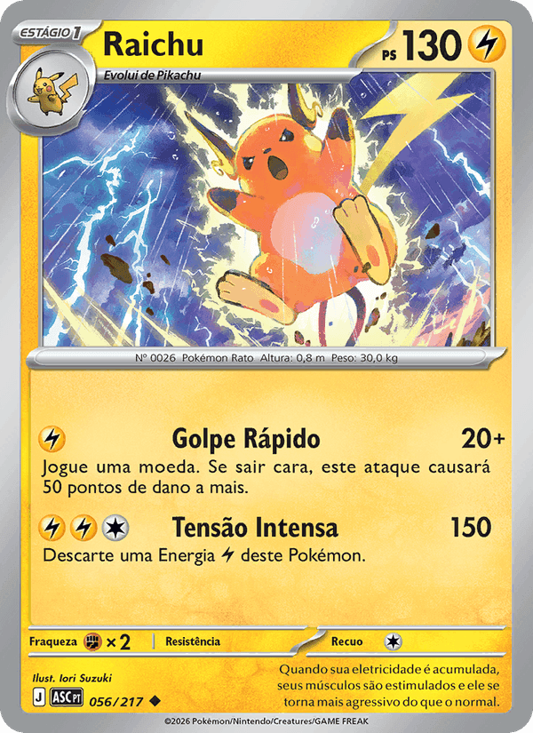Raichu, carta 056 de Heróis Excelsos