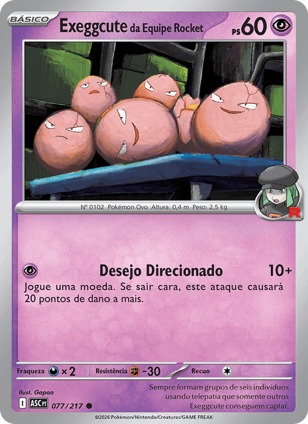 Exeggcute da Equipe Rocket, carta 077 de Heróis Excelsos