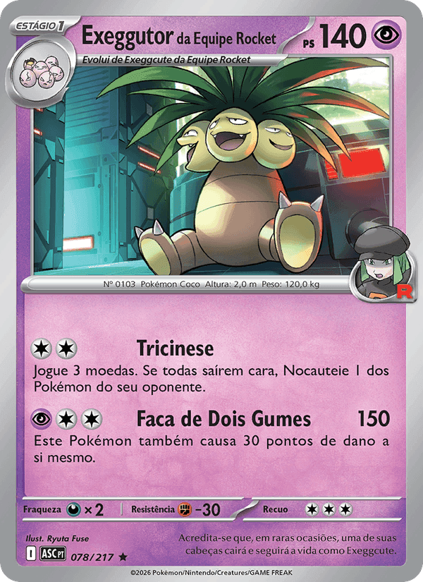 Exeggutor da Equipe Rocket, carta 078 de Heróis Excelsos