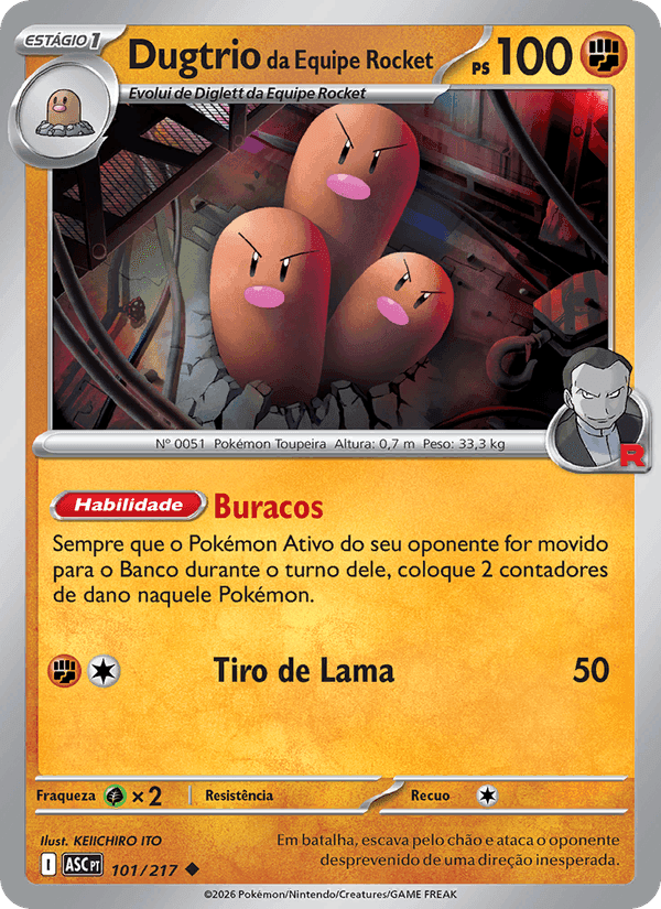 Dugtrio da Equipe Rocket, card 101 from Heróis Excelsos
