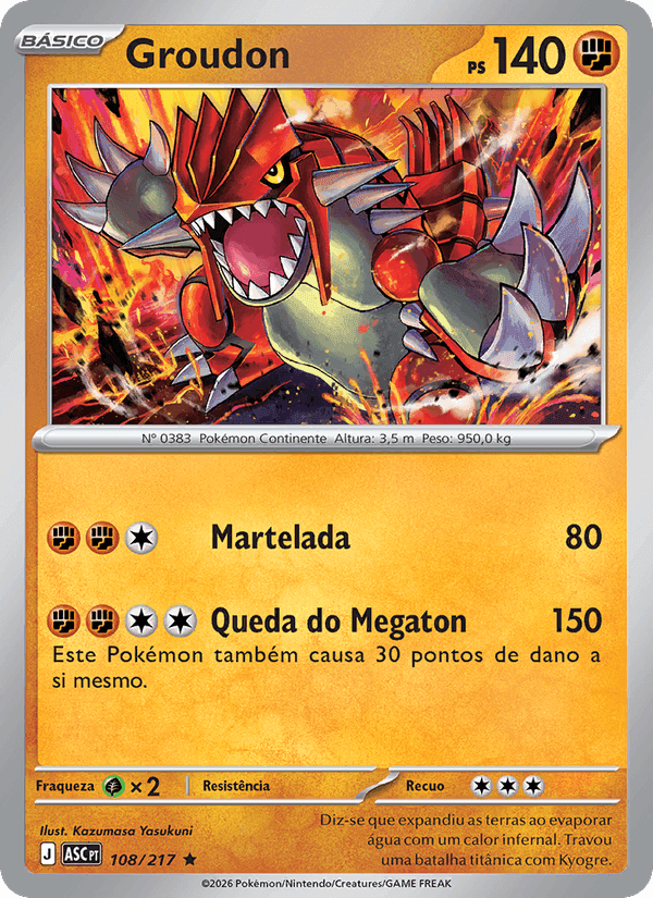 Groudon, carta 108 di Heróis Excelsos