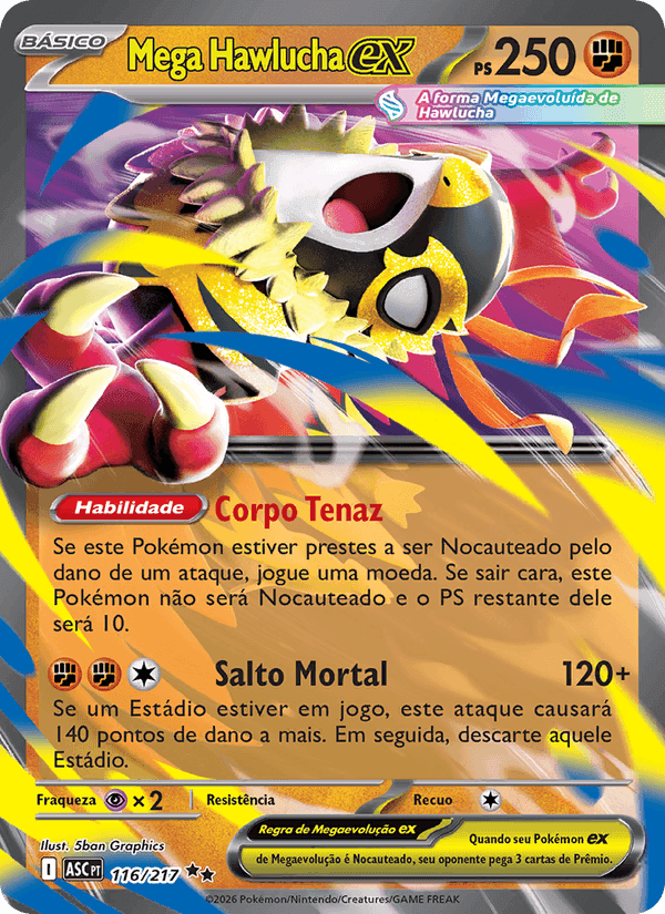 Mega Hawlucha ex, carta 116 de Heróis Excelsos