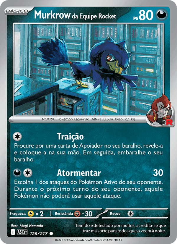 Murkrow da Equipe Rocket, card 126 from Heróis Excelsos