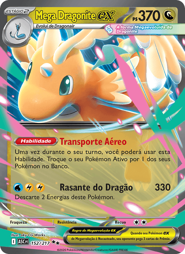 Mega Dragonite ex, carta 152 de Heróis Excelsos