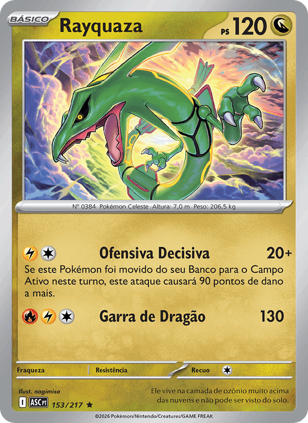 Rayquaza, carta 153 de Heróis Excelsos