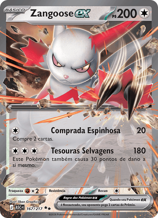 Zangoose ex, carta 167 de Heróis Excelsos