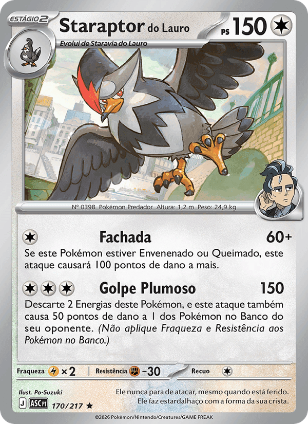 Staraptor do Lauro, carta 170 di Heróis Excelsos