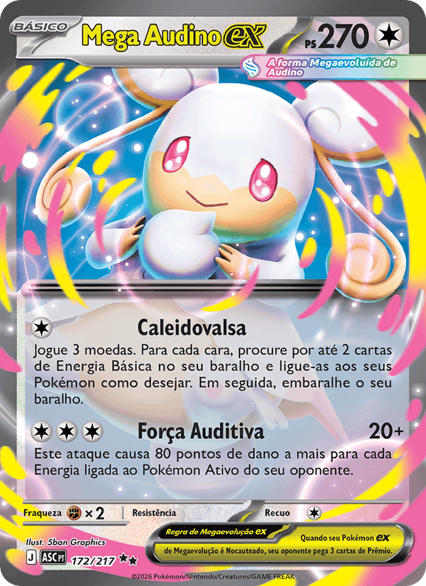 Mega Audino ex, card 172 from Heróis Excelsos
