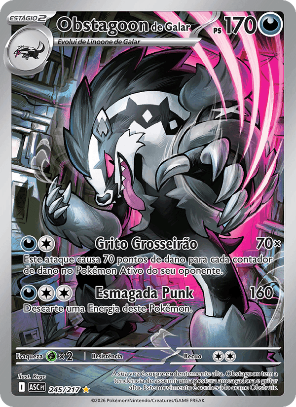 Obstagoon de Galar, carta 245 de Heróis Excelsos