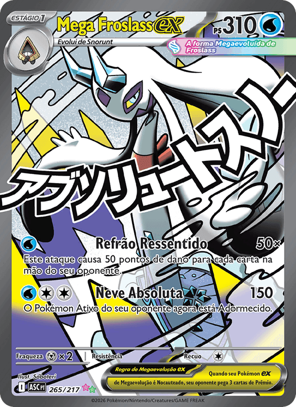 Mega Froslass ex, card 265 from Heróis Excelsos