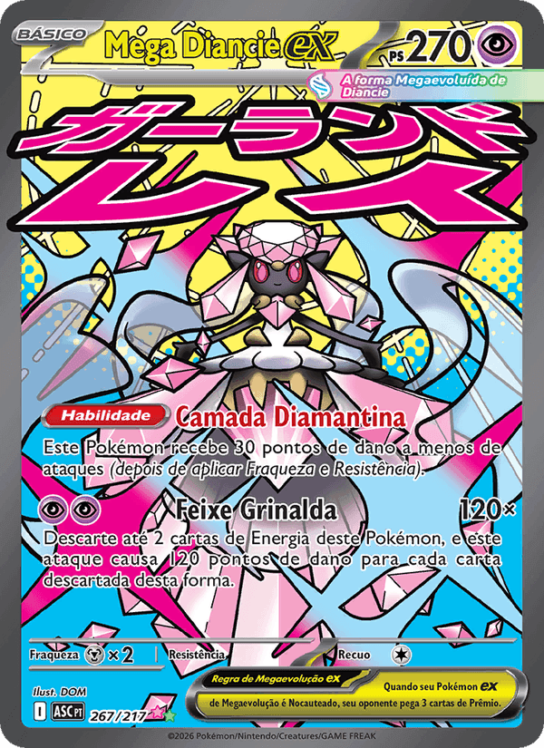 Mega Diancie ex, carta 267 de Heróis Excelsos
