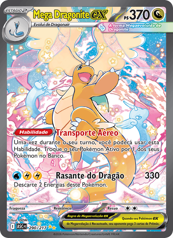 Mega Dragonite ex, carta 290 de Heróis Excelsos