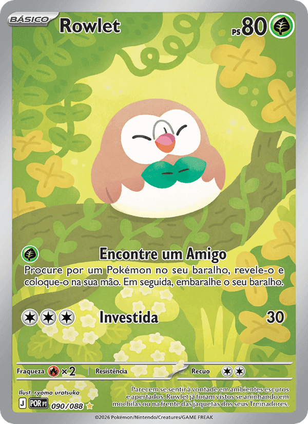 Rowlet, carta 090 di Equilíbrio Perfeito