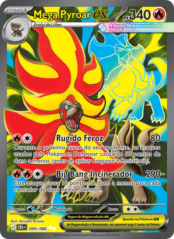 Mega Pyroar ex, carta 099 de Caos Ascendente