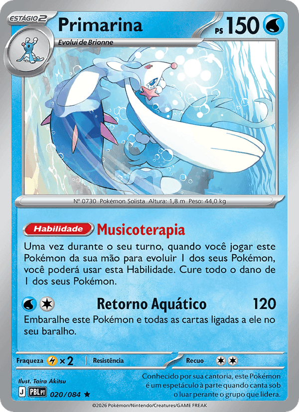 Primarina, card 020 from Escuridão Absoluta