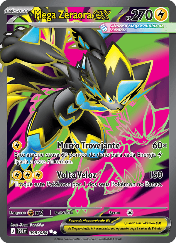 Mega Zeraora ex, card 098 from Escuridão Absoluta