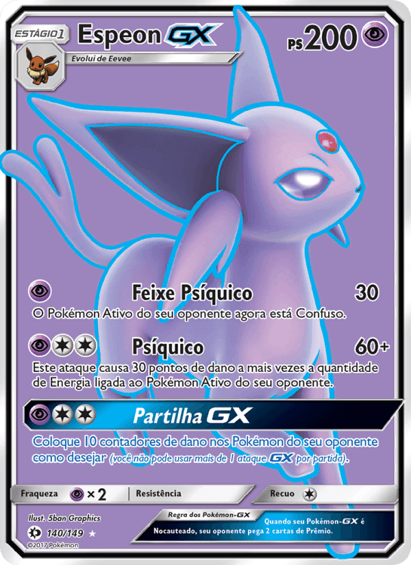 Espeon GX, card 140 from Sol e Lua